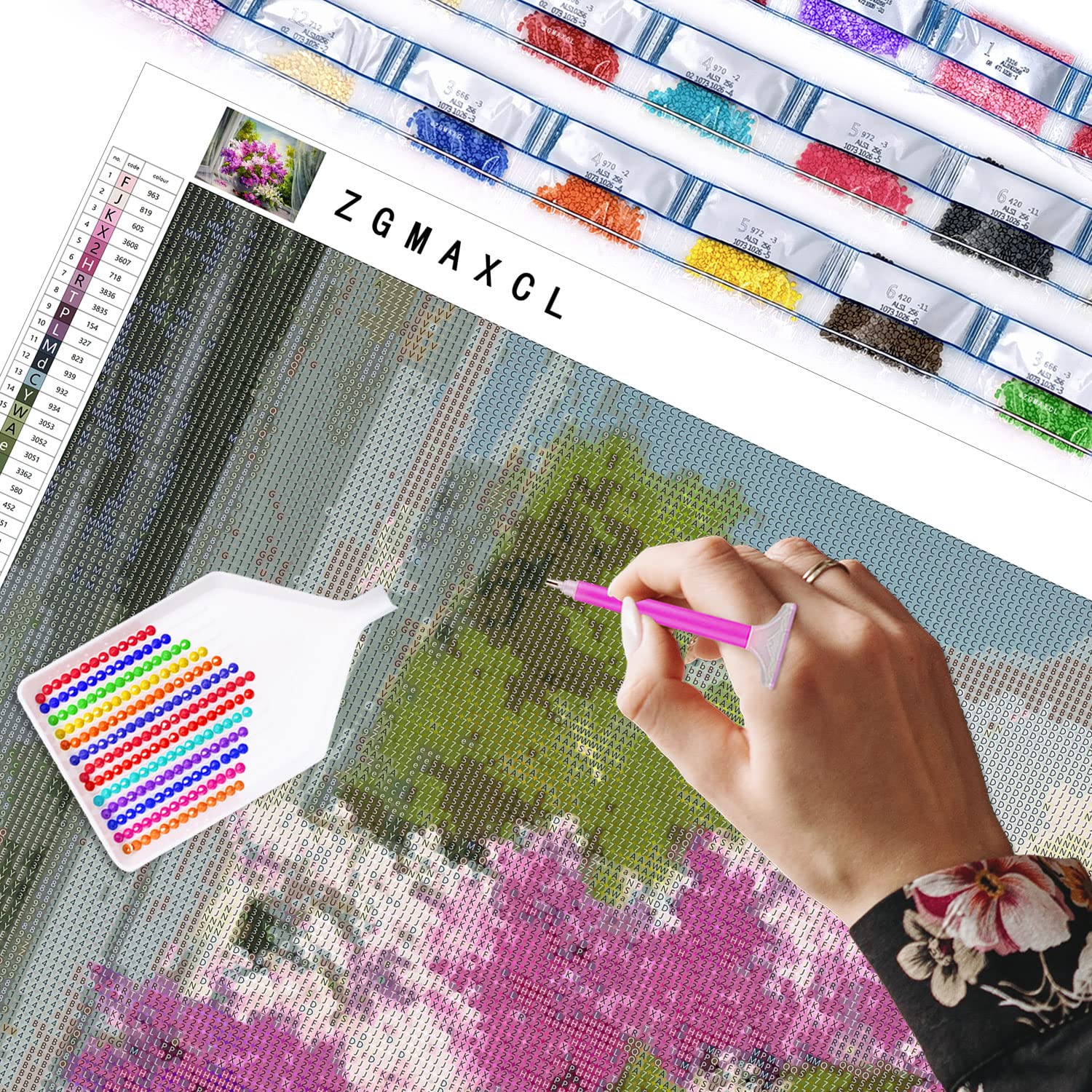ZGmaxCL DIY Fai da Te 5D Diamond Painting Cesti di Fiori e Fiori Quadro Soggiorno Moderno 110x60cm