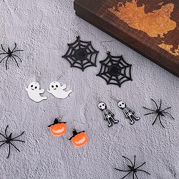 6 Paires Boucles D'Oreilles Halloween Pour Femmes Et Hommes, Citrouille Araignée Fantôme Corbeau Clous Et Pendants Effrayants Bijoux De Noël Pour Halloween Accessoires De Déguisement