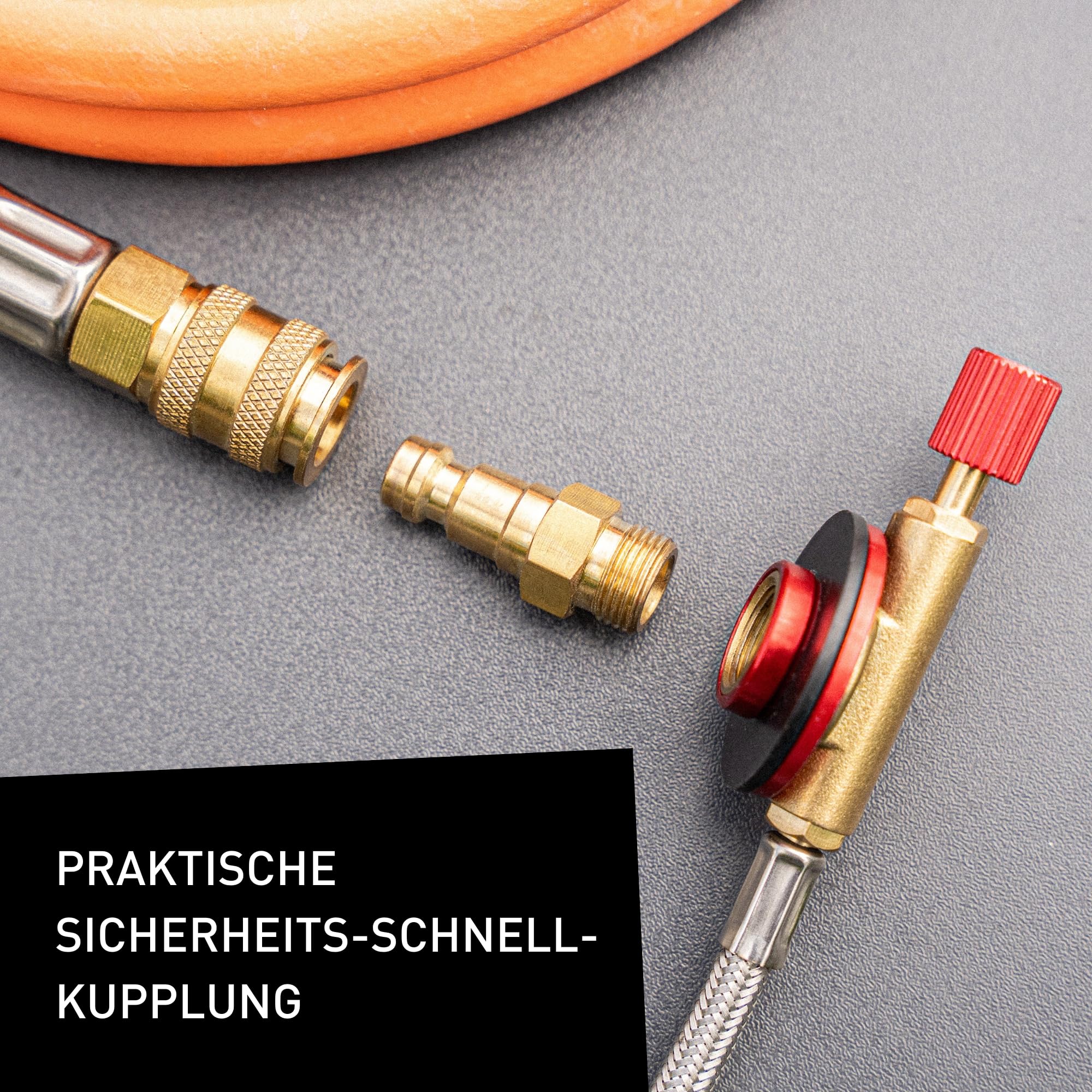 SKOTTI Prop, EN 417 Gaskartuschen kompatibel, Gasflaschenanschlussset für SKOTTI Grill und Campingkocher, für große Gasflasche 5kg und 11kg, ideal für Camping & Outdoorkocher, 150cm länge