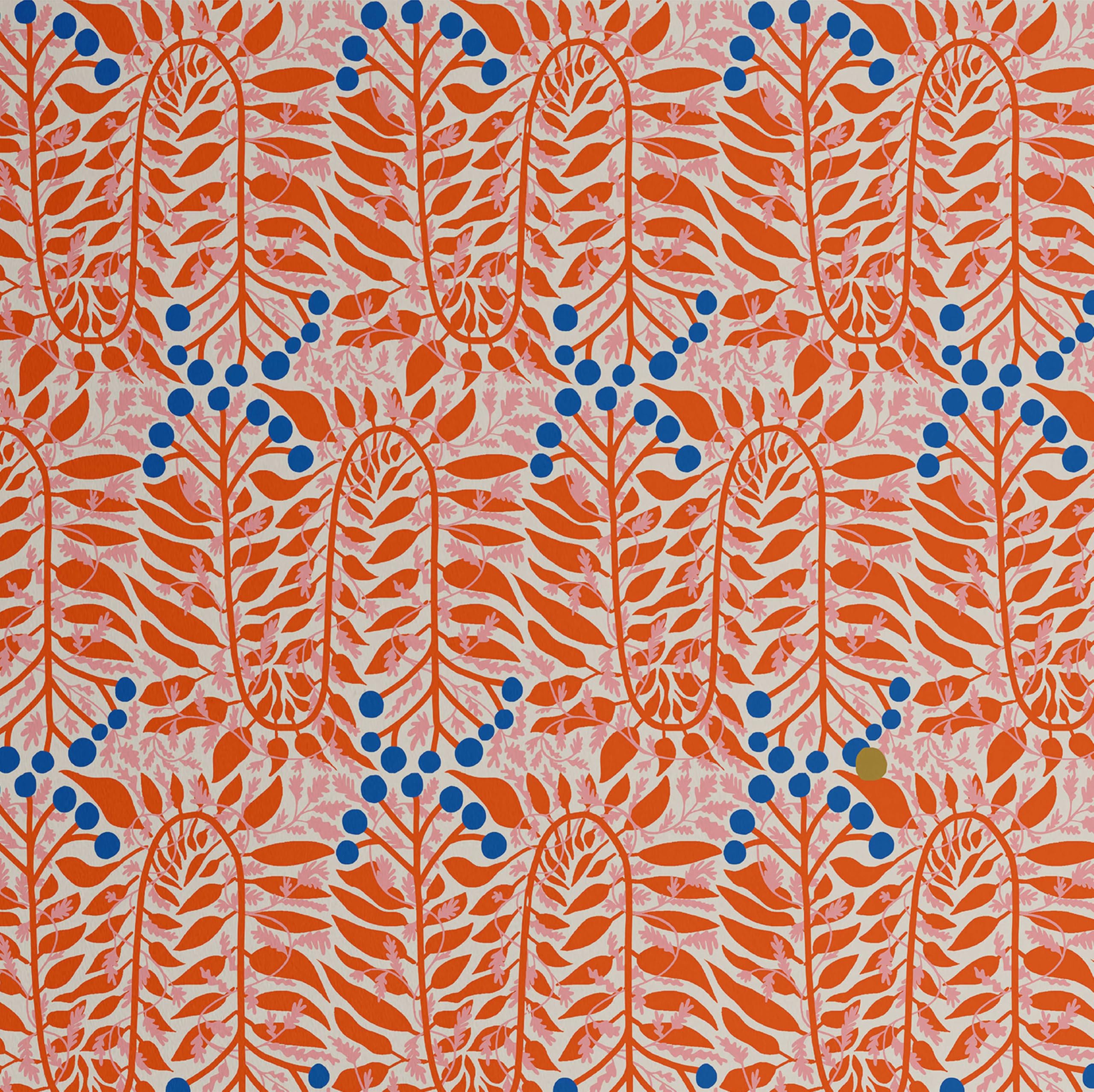 Papier peint bohème S4Sassy orange en vinyle texturé amovible de 63x304 cm