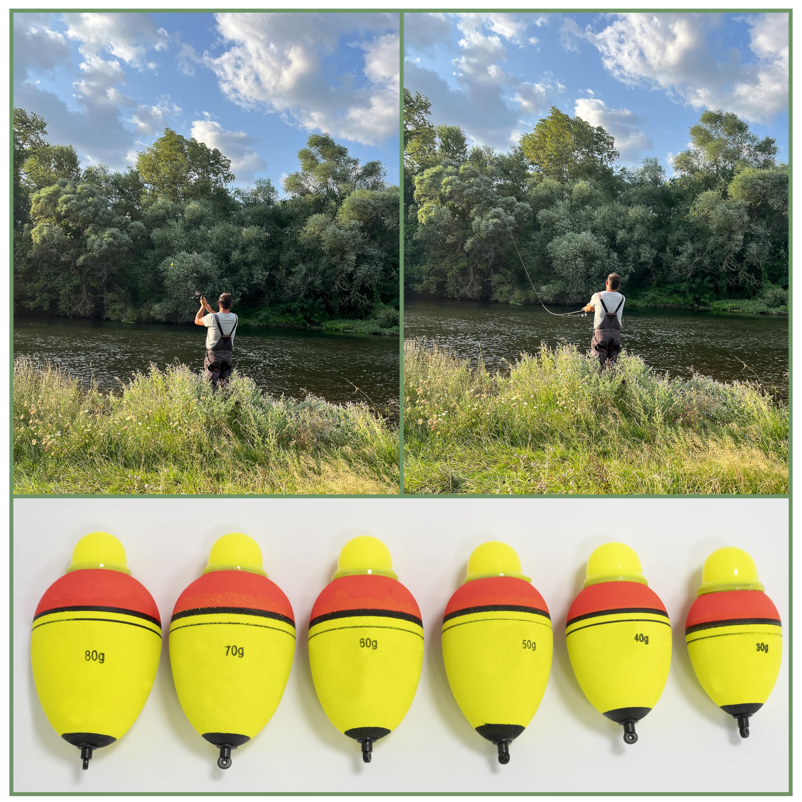 AERZETIX - Galleggiante tappo luminoso rosso e verde per pesca predatori lucioperca siluro trota - gancio canna da pesca pesce