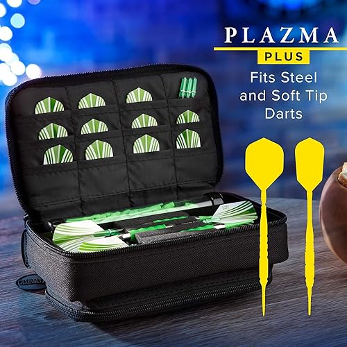 Miniatura 6 de Casemaster Plazma Plus, 3 dardos para dardos suaves y de acero con bolsillo frontal grande para dispositivos móviles, tubo de almacenamiento