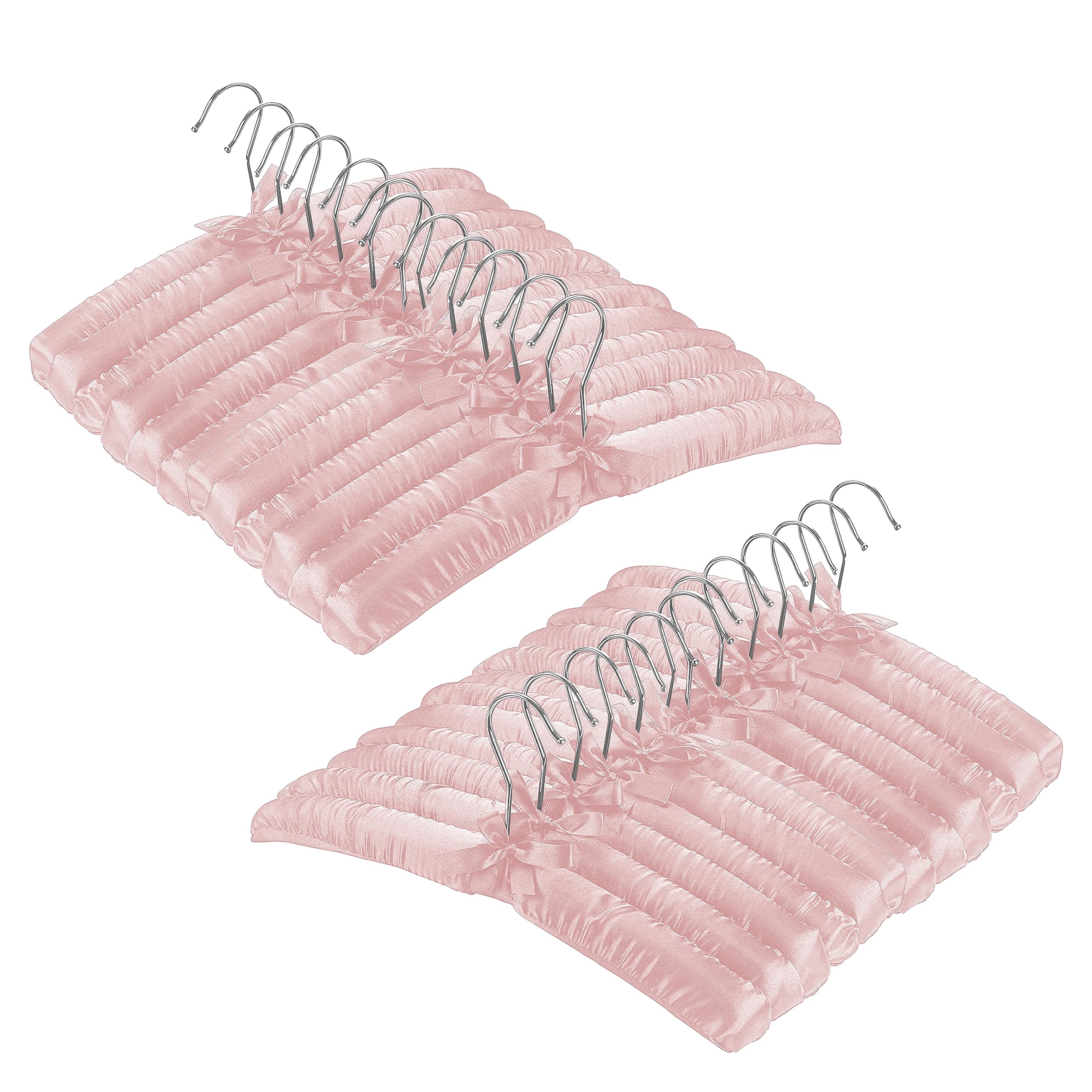 Zober Non-Slip Satin Padded Clothes Hangers With Silver Hook - Soft Silk Fabric 360° Swivel Hook Strong And Durable Hangers Hold Upto 10 Lbs, For Blouse, Lingerie More Clothes