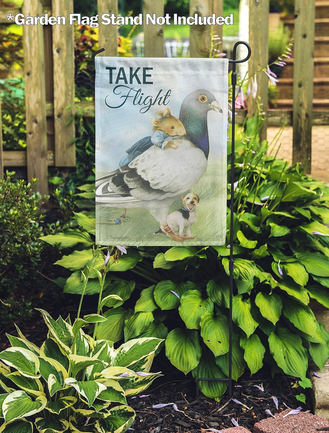 Flagology, Marjolein Bastin Vera the Mouse Takes Flight – Garden Flag 12" x 18", Outdoor Flag, Exclusive Premium Fabric, Spring
