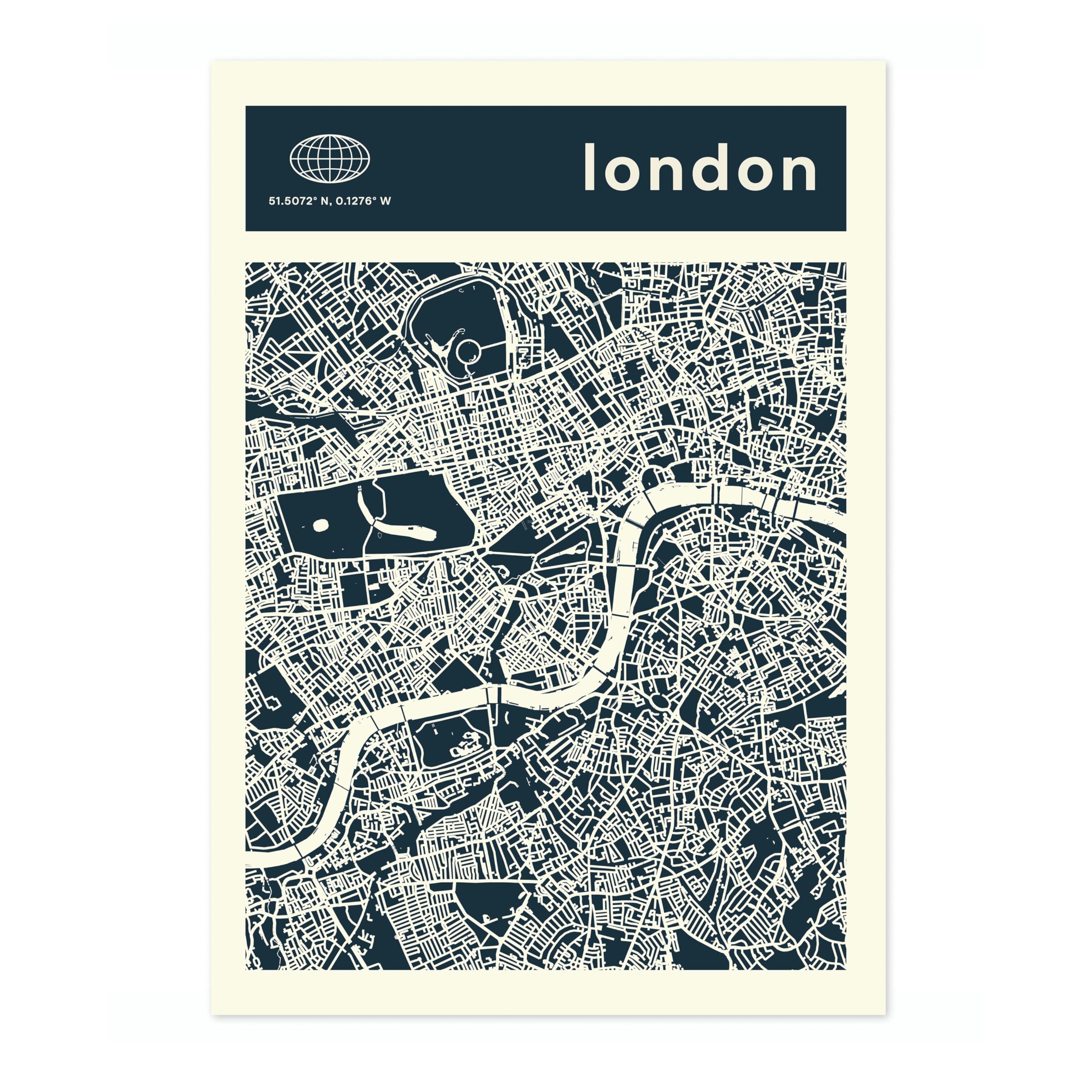London Minimalist City Maps Poster, City Coordinates Print, Landmark Apartment Home Decor, A3 (Print Only) - 42x29.7cm โ image 1