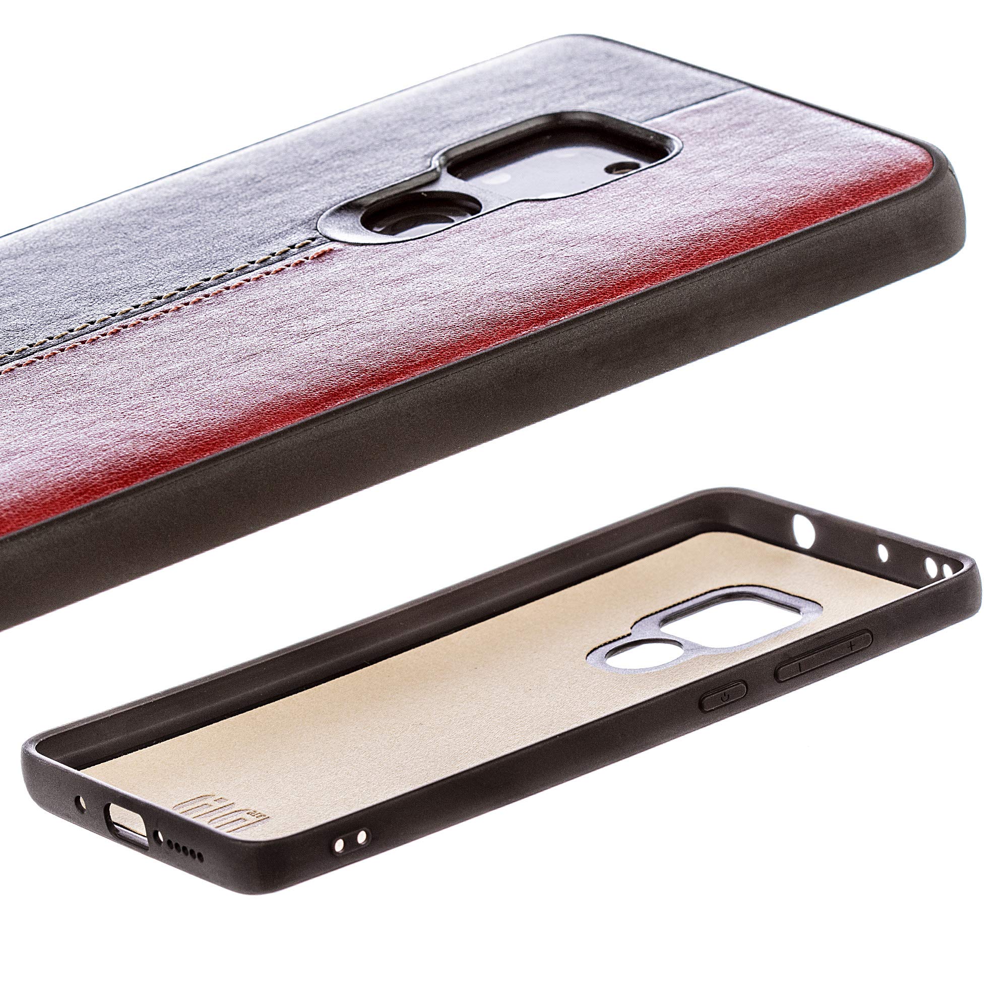 Lilware Bicolor PU Leather Phone Case Compatible with Huawei Mate 20. Red/Black - Image 4