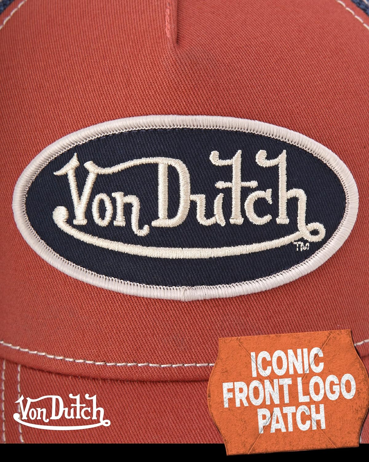 Von Dutch Unisex Trucker Hat - Curved Bill Mesh Back Retro Classic Colorblock Snapback Baseball Cap for Men and Women