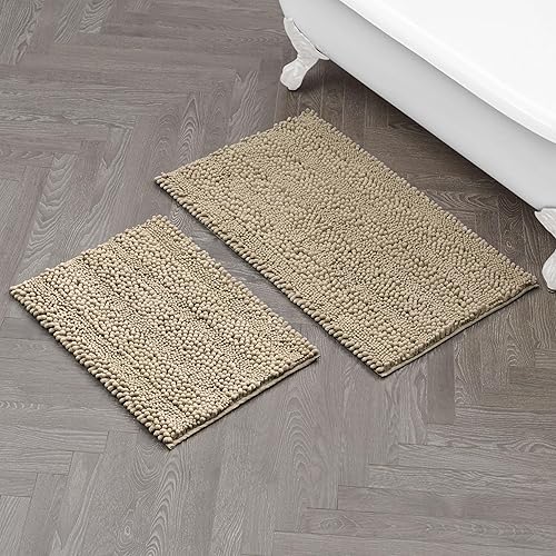 Laura Ashley Astor Lot de 2 tapis de bain chenille | 100 % polyester | Décoratio