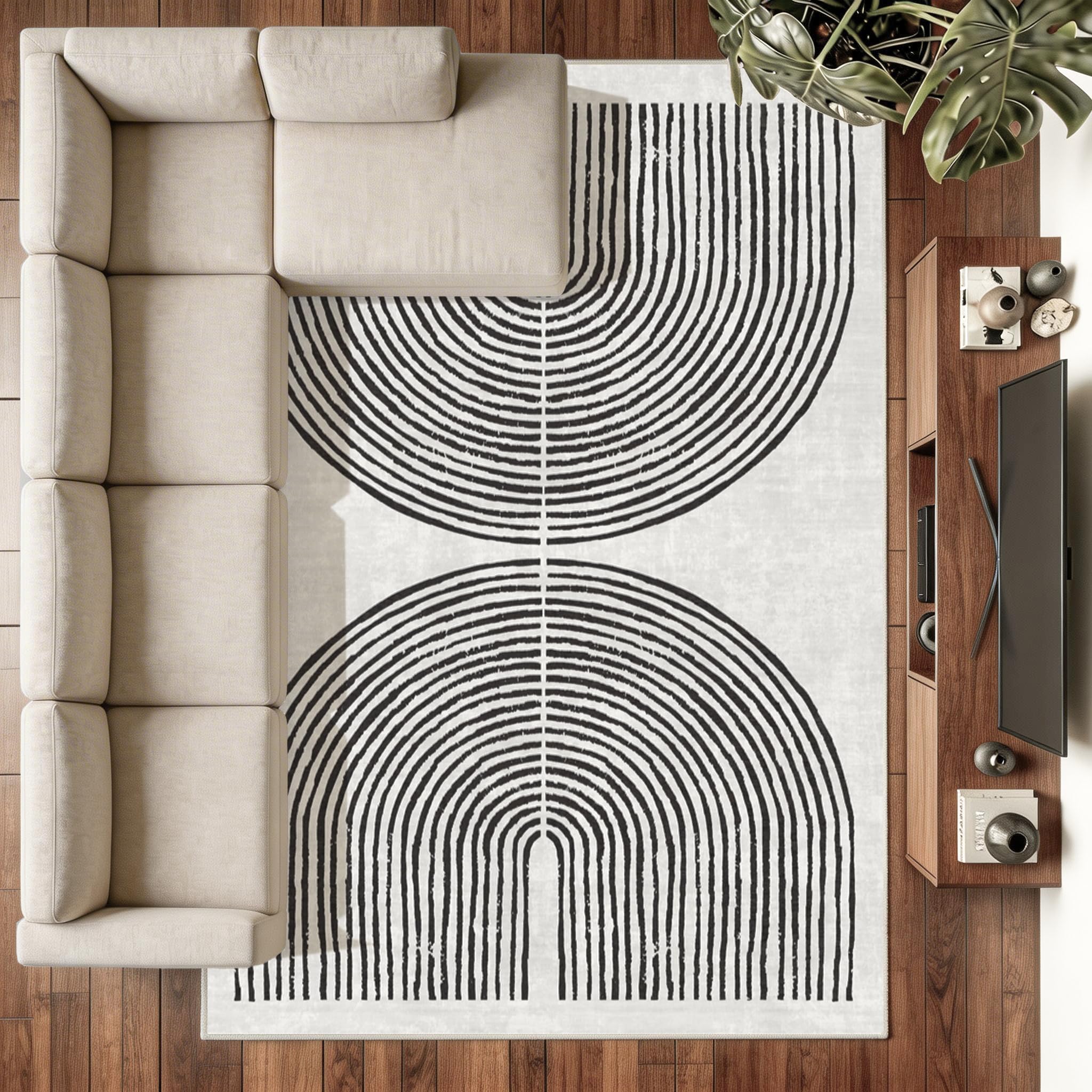 Decoranddecor Geometric Rugs Living Room, 200x290cm – Washable, Low Pile, Pet Friendly, Oriental Pattern Dining Easy Clean Durable Carpet – Brayen