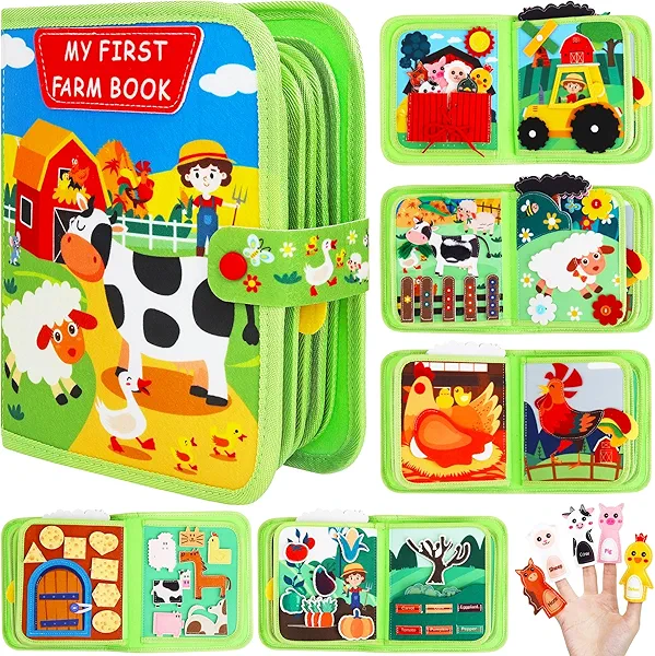 Busy Book for Toddlers Montessori Toys- Busy Board for 1-3 Year Boy Gifts Girl Toys Educational Learning Quiet Activity Books Toddler Airplane Travel Toy for 1 Year Old Birthday