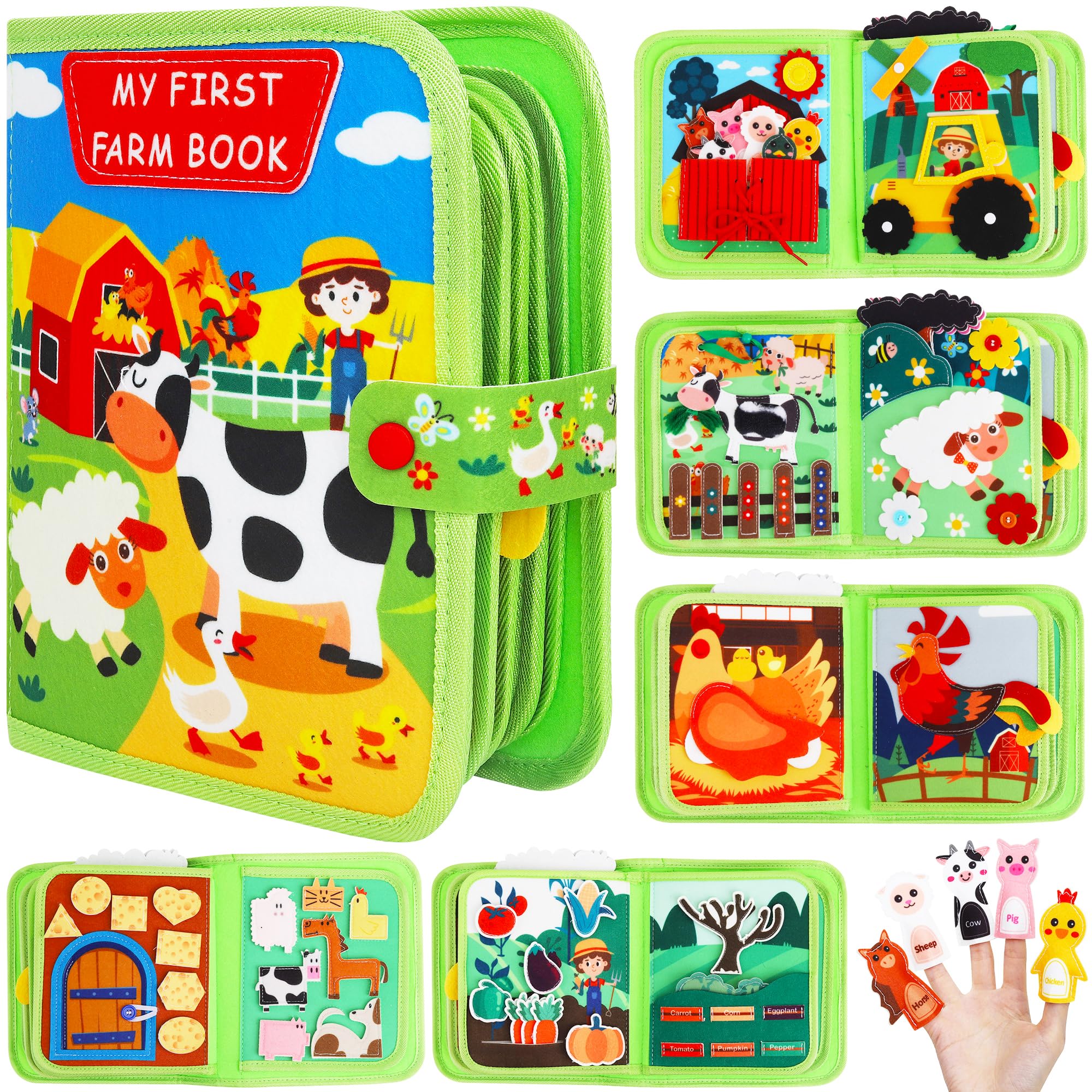 Activities Busy Book for Toddlers Farm Busy Board Montessori Toys for3+ Year Kids Boys Girls