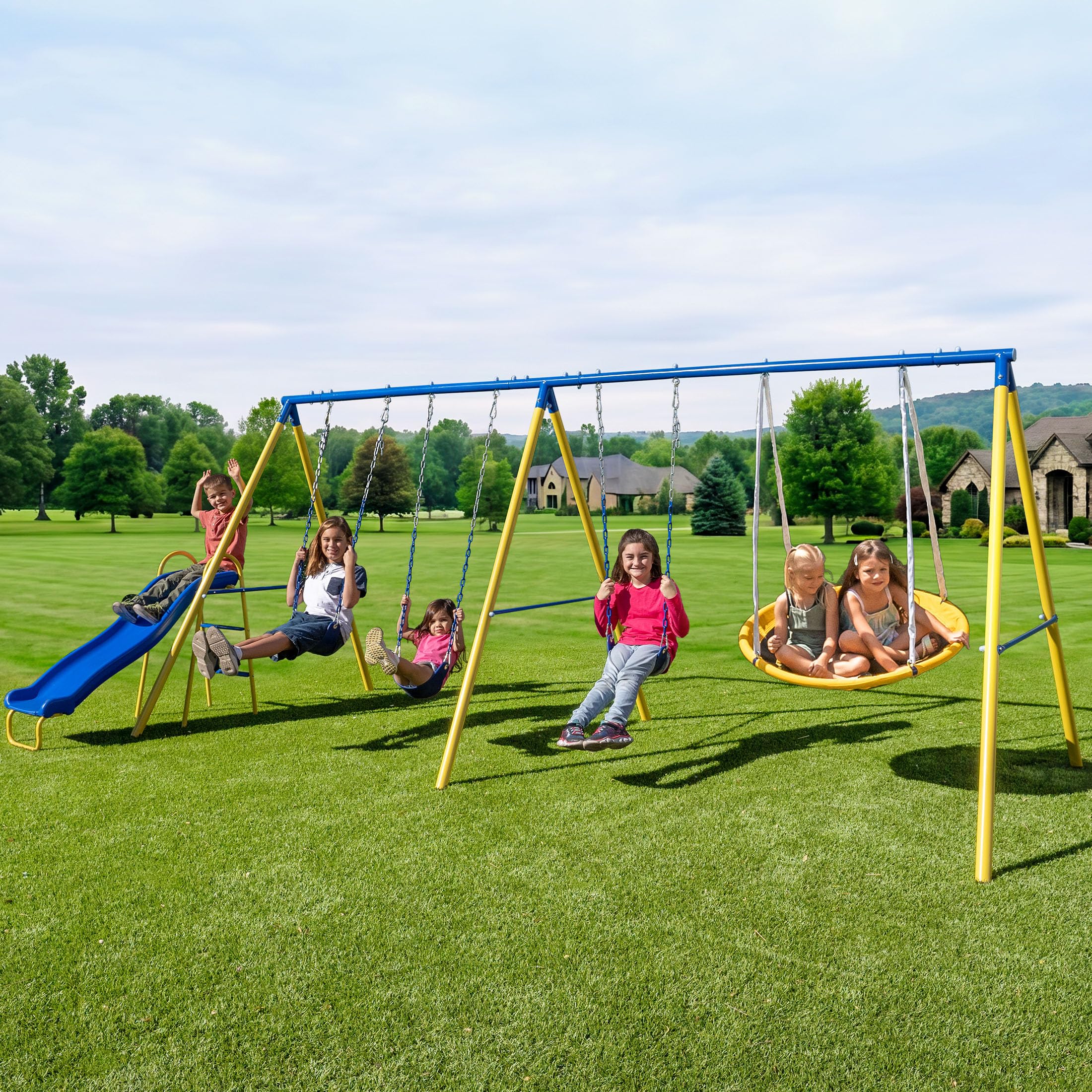 Amazon.com: Sportspower Triple Swing & Saucer Backyard Swing Set