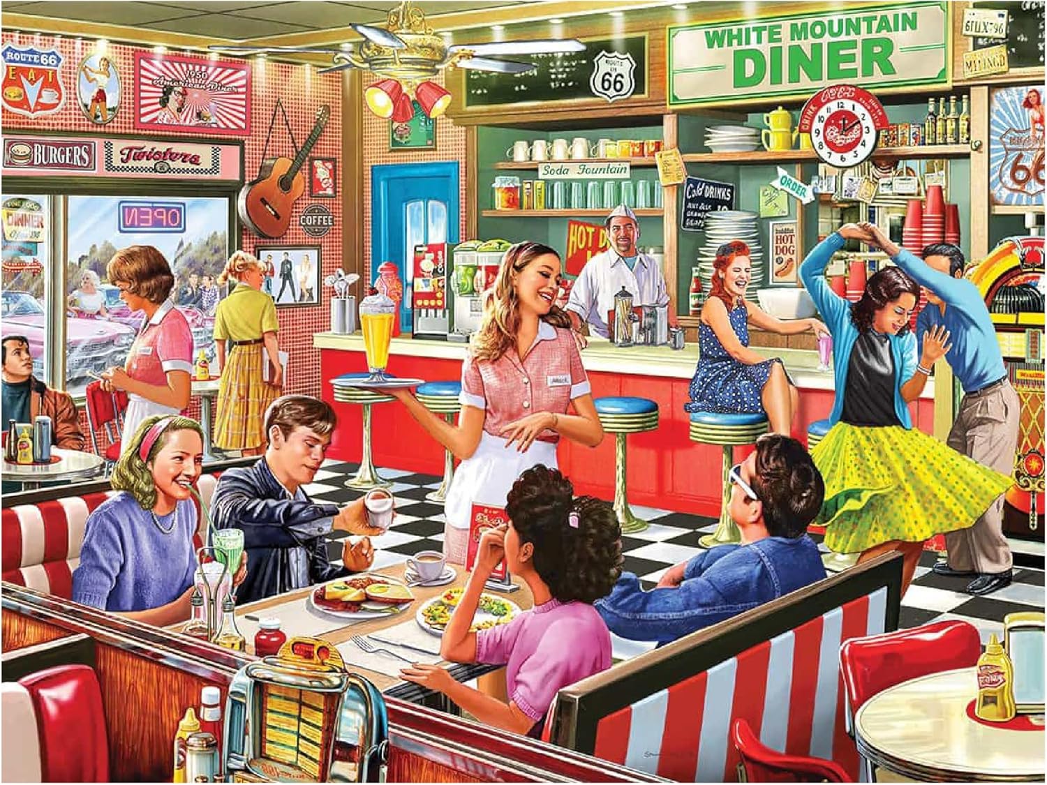 White Mountain Puzzles American Diner, 1000 Piece Jigsaw Puzzle White Mountain Puzzles American Diner, 1000 Piece Jigsaw Puzzle