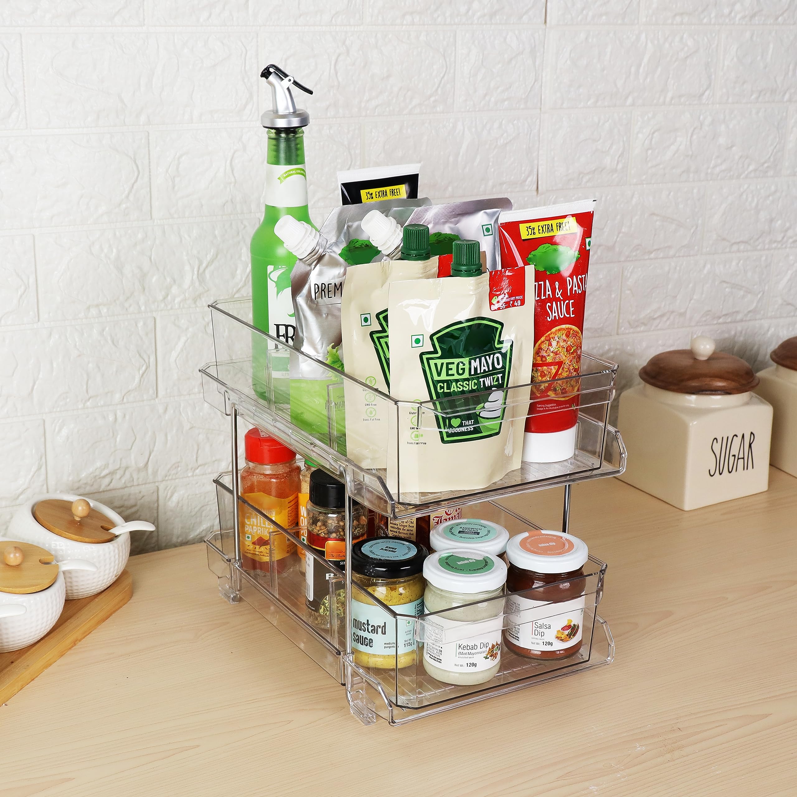 BELLE VOUS 2-stöckiger Badezimmer Organizer - Ausziehbare Schubladen Für Unterschrank & Regal