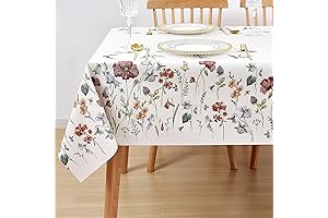 LOHASCASA Rustic Floral Vinyl Oblong Tablecloth: Spillproof Elegance for Rectangle Tables