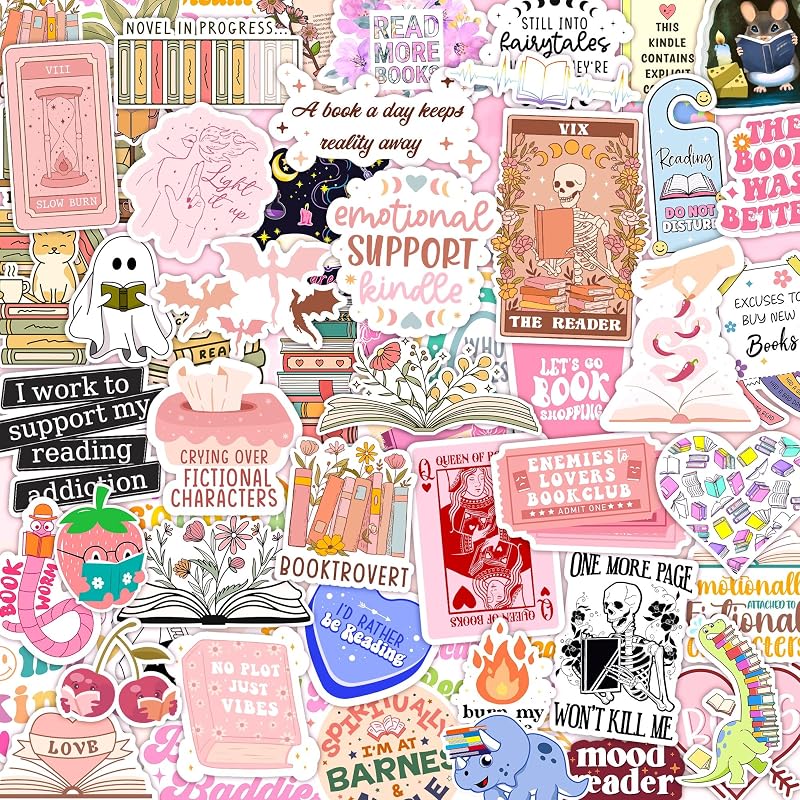 100 pegatinas de libros para Kindle, paquete de pegatinas Bookish para iPad, portátiles, lectores de libros electrónicos, bonitas pegatinas de vinilo Booktok, botella de agua, holográficas, impermeables, Smut Romance