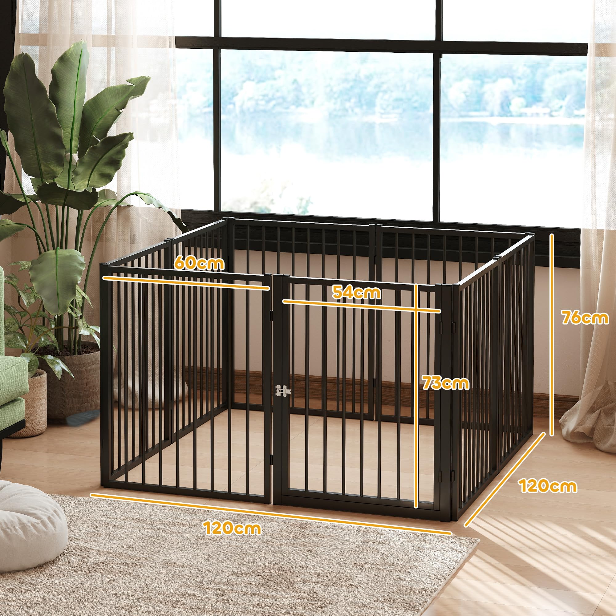 PawHut Parque para Perros de 8 Paneles Vallas para Perros Plegables de Acero 76 cm para Pequeños y Medianos para Interior Exterior Jardín Negro