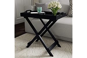 Lavish Home Black TV Tray Folding End Table