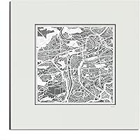 Vista 17 de O3 Design Studio Mapa de corte de papel Madrid negro mate de 20 x 20 pulgadas