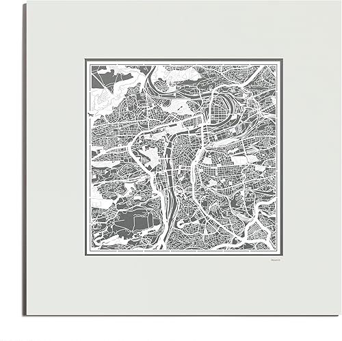 Miniatura 17 de O3 Design Studio Mapa de corte de papel Madrid negro mate de 20 x 20 pulgadas