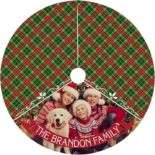 Let's Make Memories Falda de árbol de Navidad perfecta con imagen personalizada, foto con mensaje