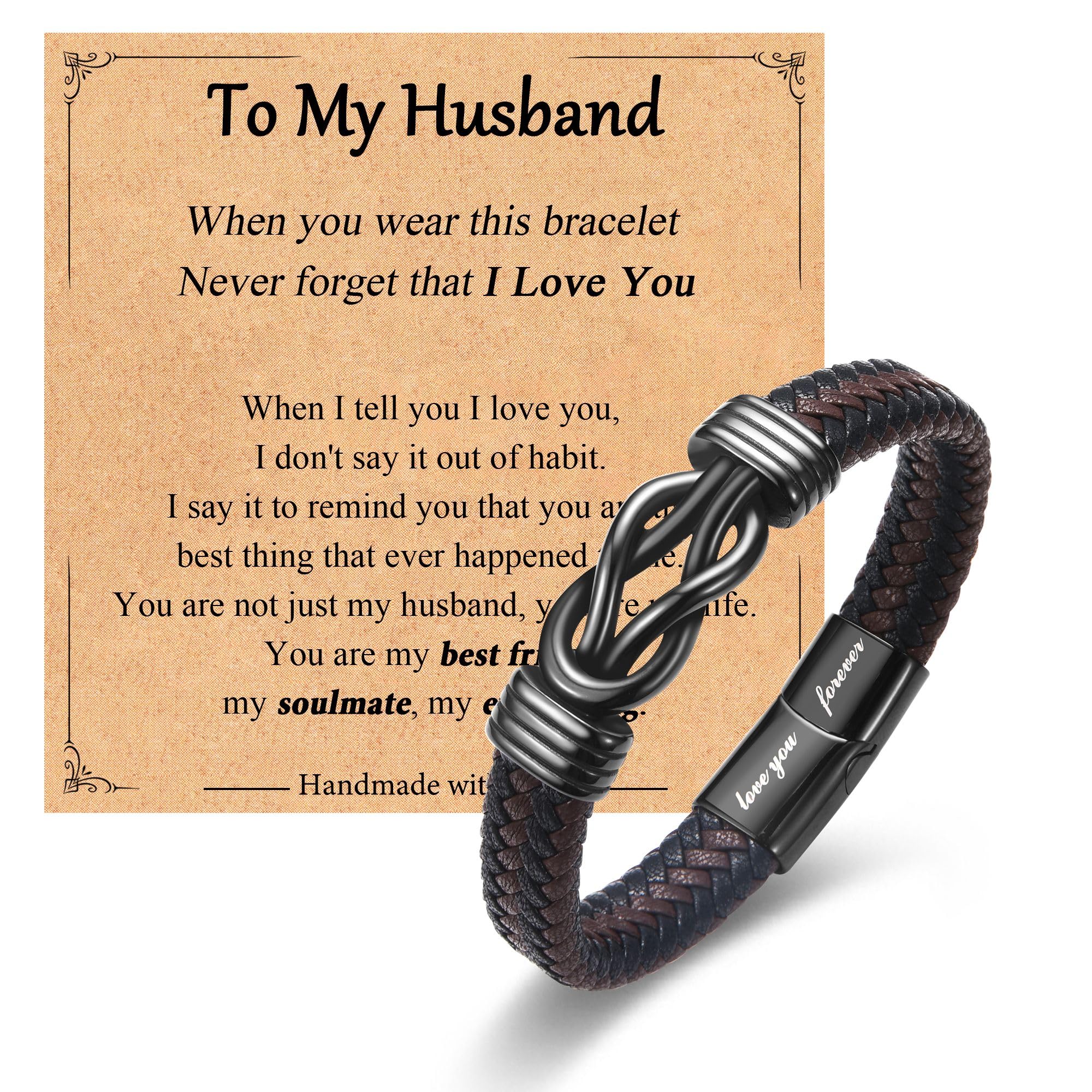 Gifts for New Dad Grandpa Uncle Bonus Son Grandson Brother Nephew Friends, Braided Leather Bracelet, Fathers Day Birthday Valentines Christmas