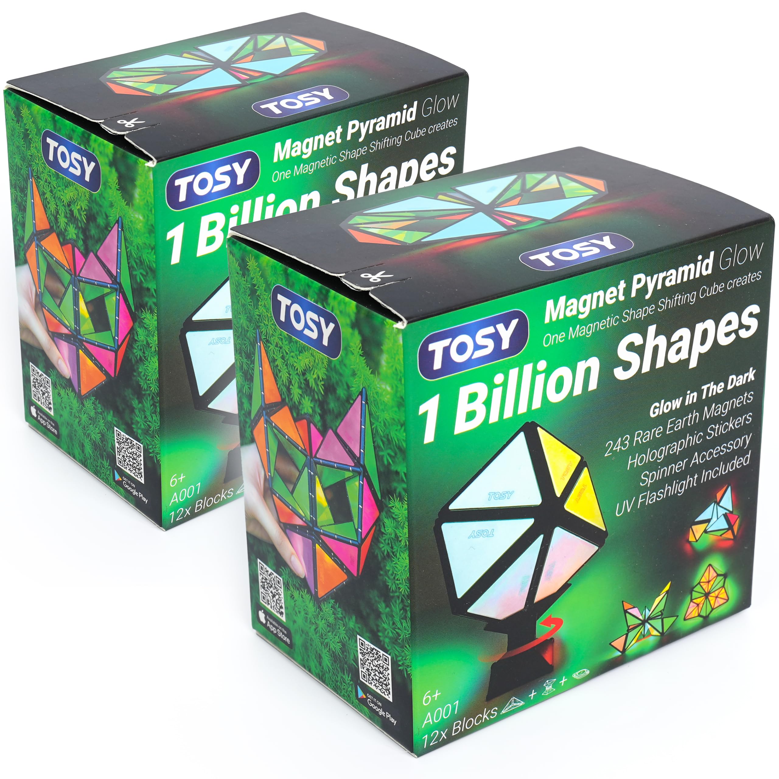 TOSY Magnet Pyramid – 1 Würfel Wird zu 1 Milliarde Formen, 12 Teile, 243 Magnete, Leuchtend, holografisches Design, kreatives Magnet-Puzzle STEM/STEAM-Spielzeug