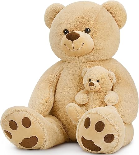 Miniatura 6 de MorisMos Oso de peluche gigante 51, mamá grande con oso de bebé, osos de peluche grandes para niños, novia en baby shower, color marrón