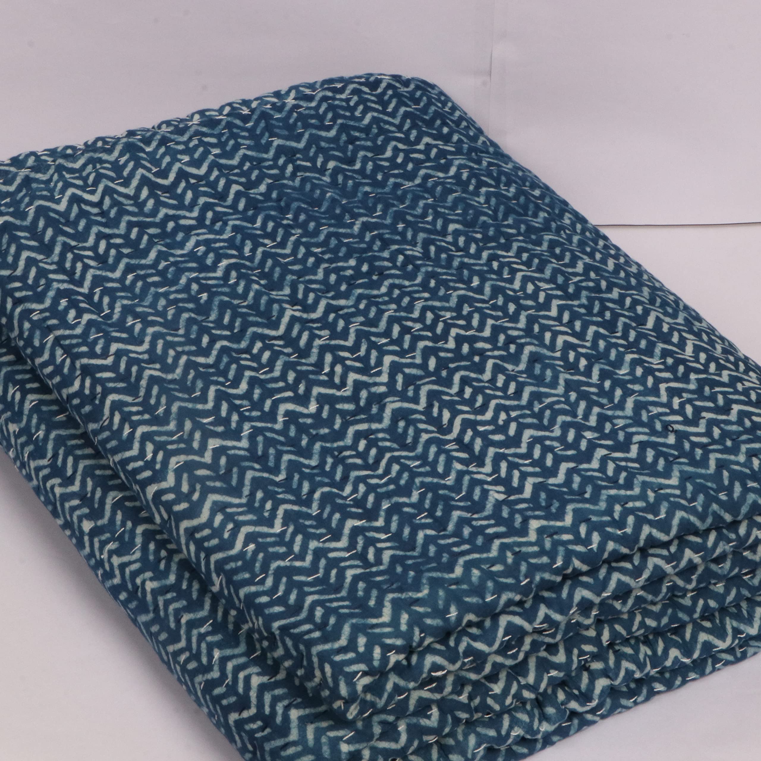Couvre-lit Taille 90 x 108 Pouces en Coton Bohème et Indigo Imprimé