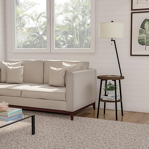 Miniatura 4 de Lavish Home Lámpara de pie con mesa, mesita de noche moderna de mediados de siglo o mesa auxiliar con puerto de carga USB y pantalla de tambor, luz