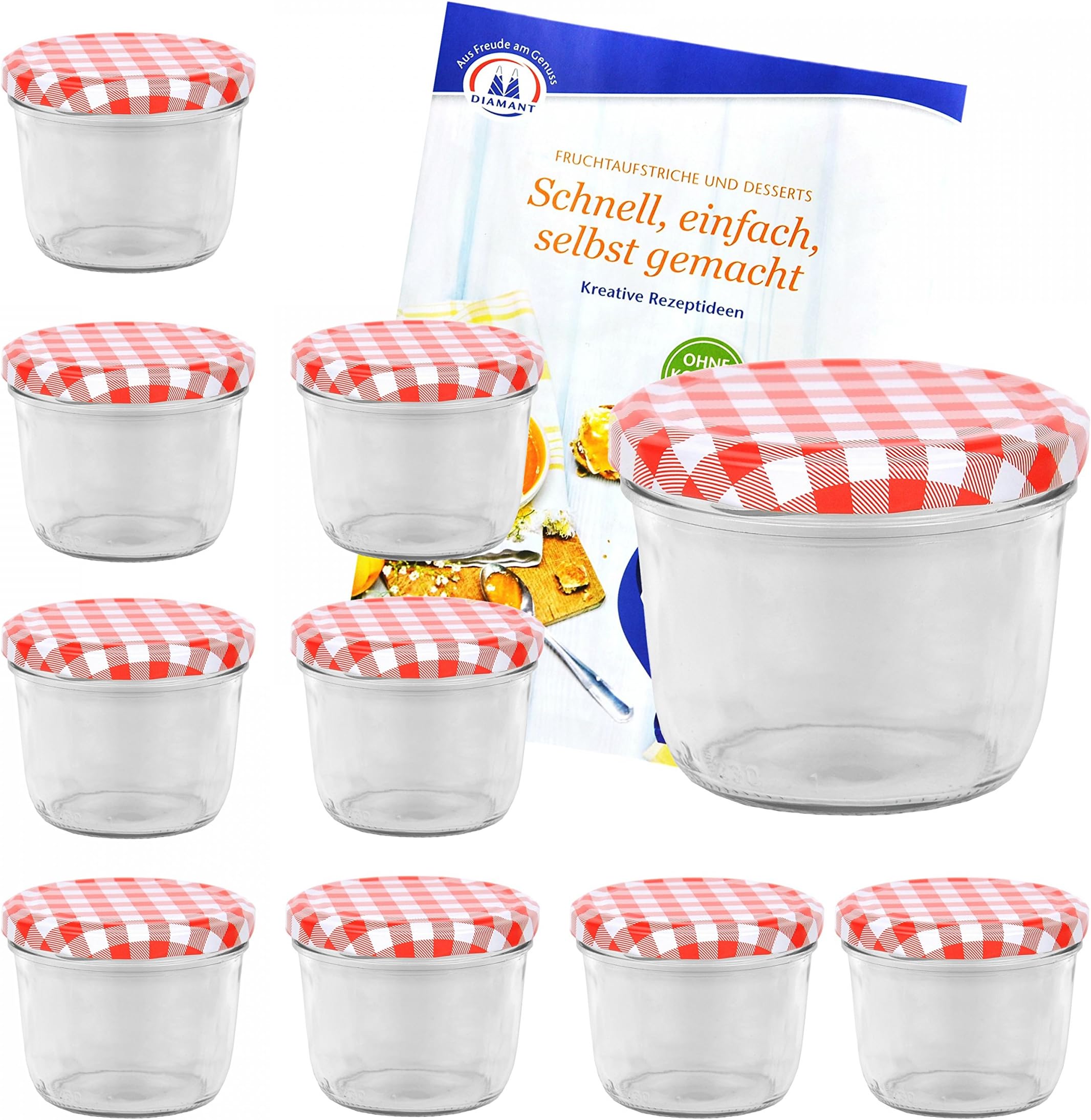 MamboCat Lot de 100 bocaux en verre avec couvercle TO 82 à carreaux Rouge 230 ml Livre de