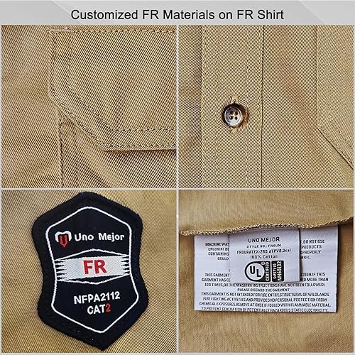 Miniatura 4 de Uno Mejor FR Shirts - Camisa de soldadura resistente al fuego de 7.5 onzas, ropa 100% C FR para hombres, chaqueta de soldadura ignífuga para hombres