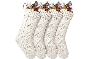 Fesciory 4 Pack Christmas Stockings, Ivory White