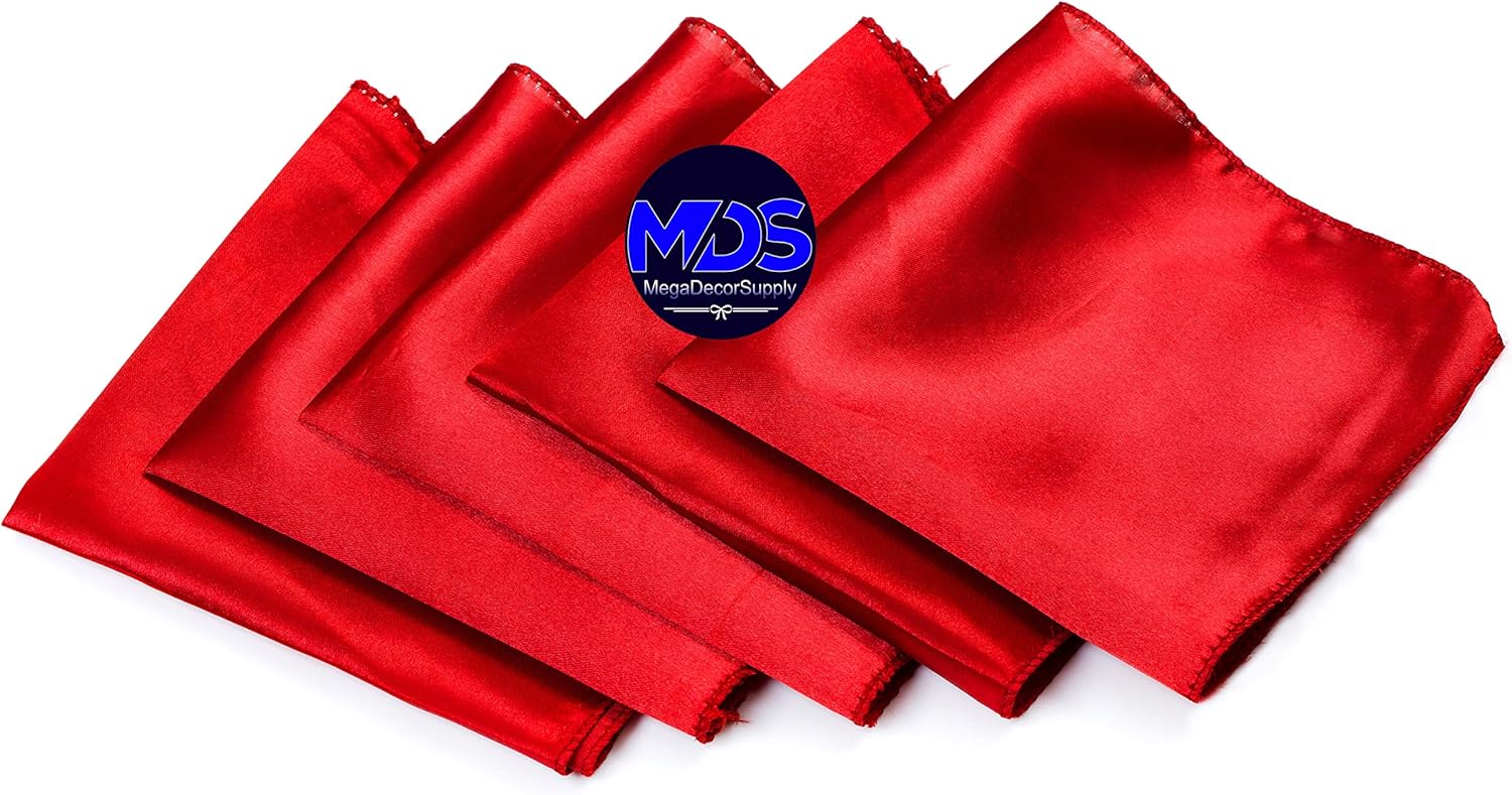MDS Set of 100 PCS Satin Napkin 20x20 Inch Square, Dinner Table Napkins for Wedding, Bulk Silky Sateen Cloth Napkins for Restaurant Banquet Graduation Birthday Party Decoration - Red