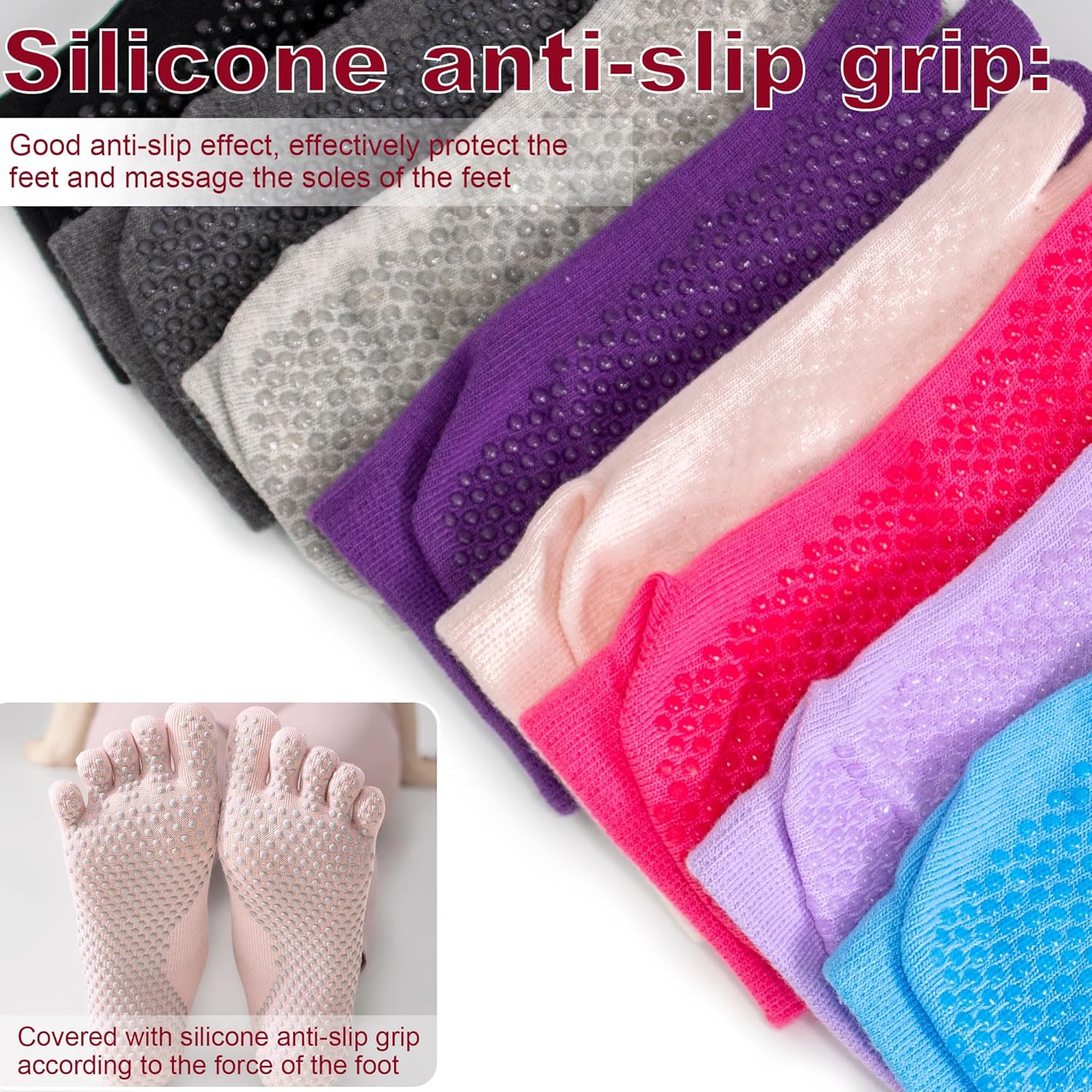 Pilates Socks, Yoga Socks with Grips for Women, Non-Slip Slipper - Image 2
