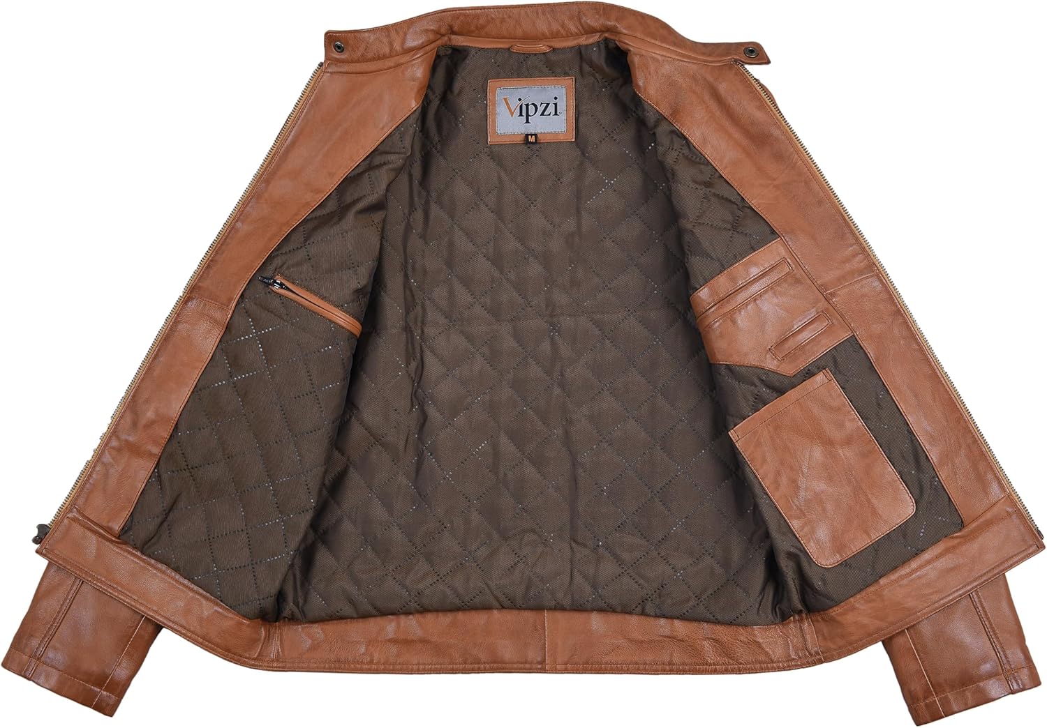 Men's Genuine Lambskin Leather Motorcycle Jacket – Vintage C... - view 4