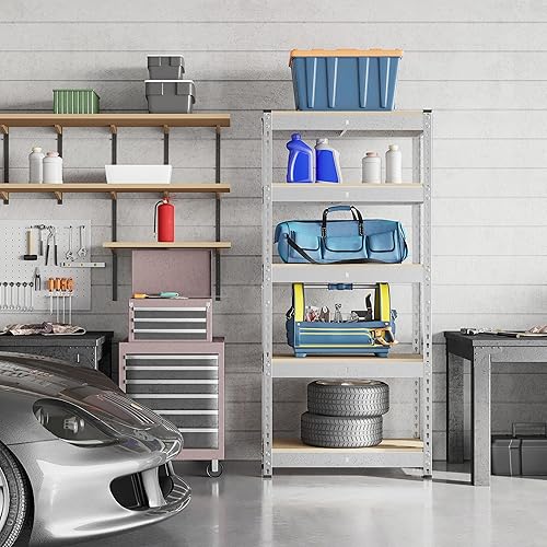 Vista 82 de Topeakmart 4 estantes utilitarios de 5 niveles, estantes de almacenamiento de metal, estantería de garaje, estantes de almacenamiento ajustables