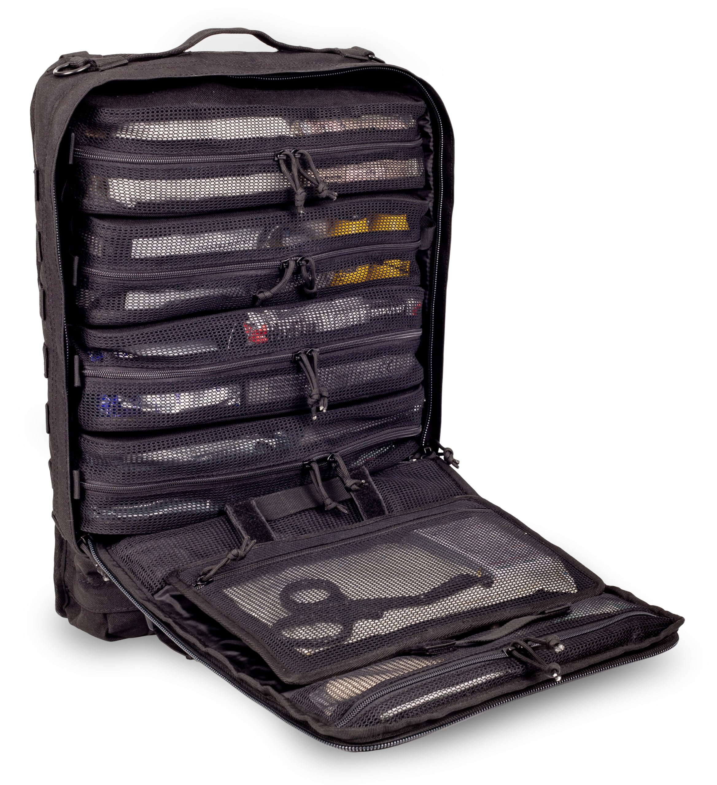 ELITE BAGS - Module Notfallrucksack | schwarz | extraflach | modular erweiterbares Rucksack-Konzept | MOLLE-System | Klett-Trennsteg | integrierte Modultaschen