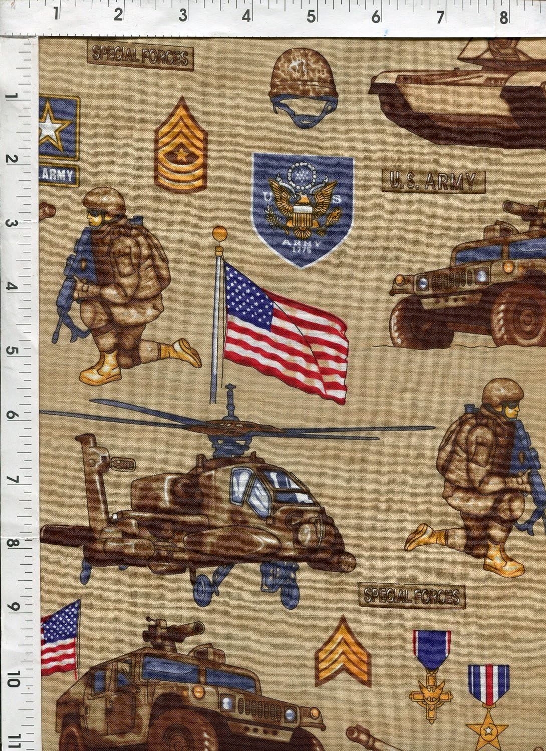 Robert Kaufman "United We Stand" Army Military Fabric BTFQ