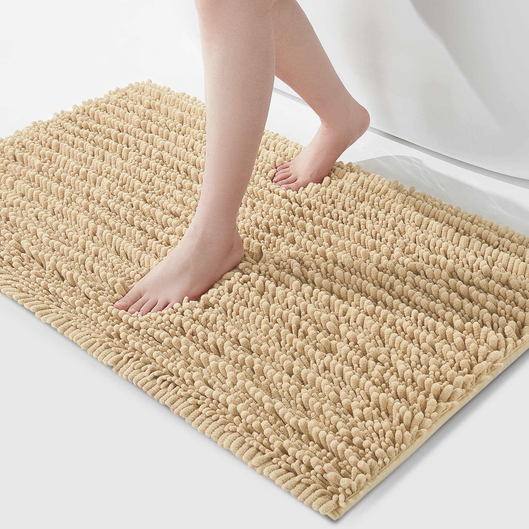 FLOLEOPA Soft Plush Microfiber Bathroom Rugs, Absorbent Bath Rugs Non Skid Machine Wash Dry Bath Mats for Tub,Shower and Bath Room Floor Mats (