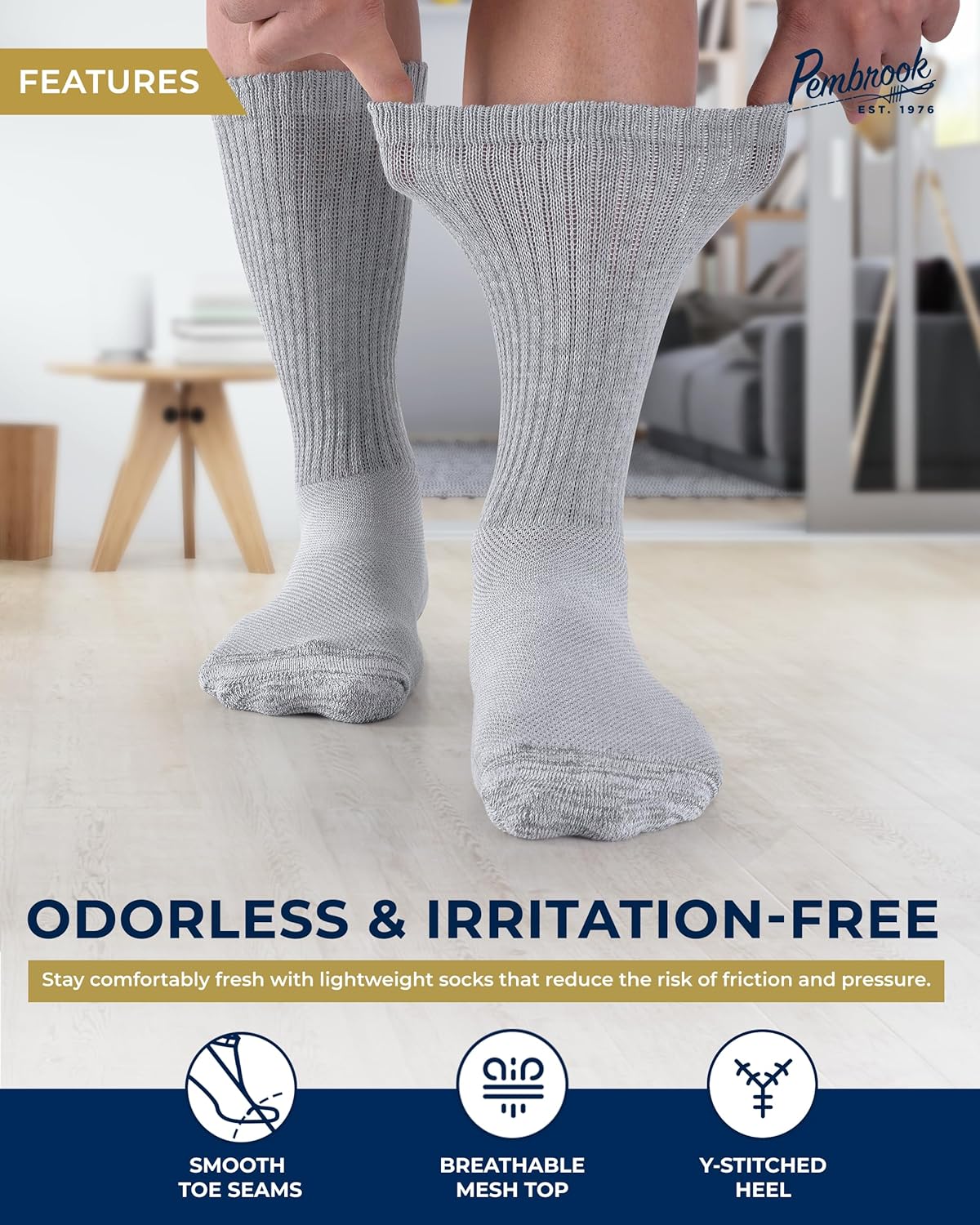 Pembrook Diabetic Socks for Men and Women - Non-Binding Neuropathy Socks - Image 3