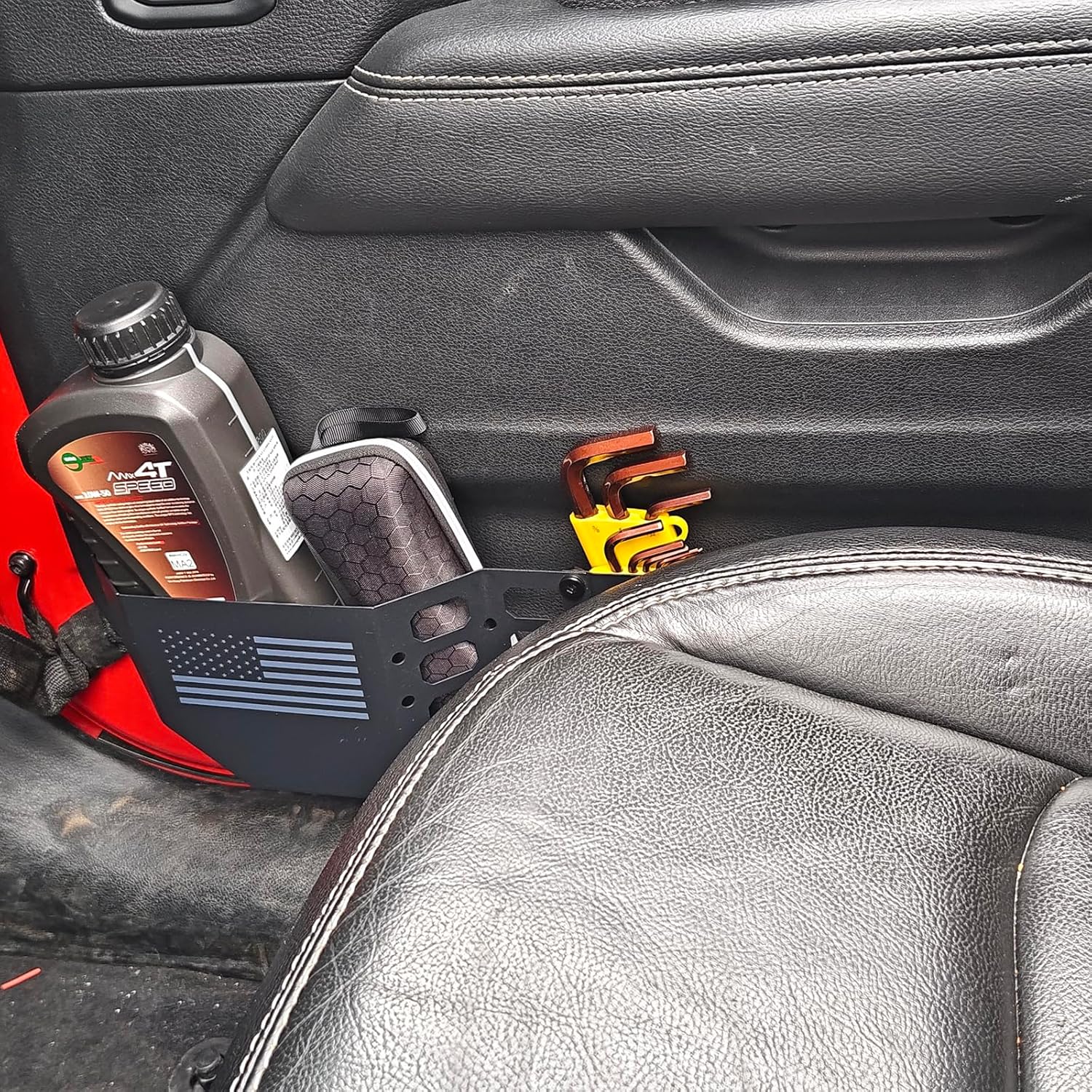 JL Metal Front Doors Storage Box Pockets US Flag Side Insert Organizer for Wrangler JL JLU 4XE (2018-2024) Gladiator JT Models (2020-2024) Manual Seating Interior Door Storage Expansion Accessories