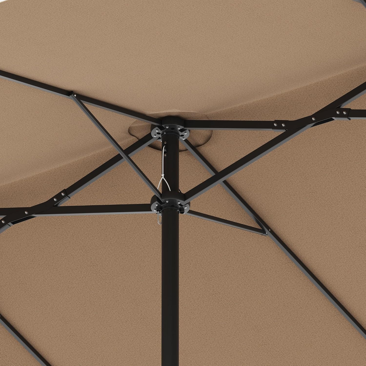 ECACAD 15 ft Extra Large Outdoor Patio Umbrella with Crank & Water Misting Cooling System, Base Included, Rectangular Double-sided Umbrella for Pool Market Garden Backyard