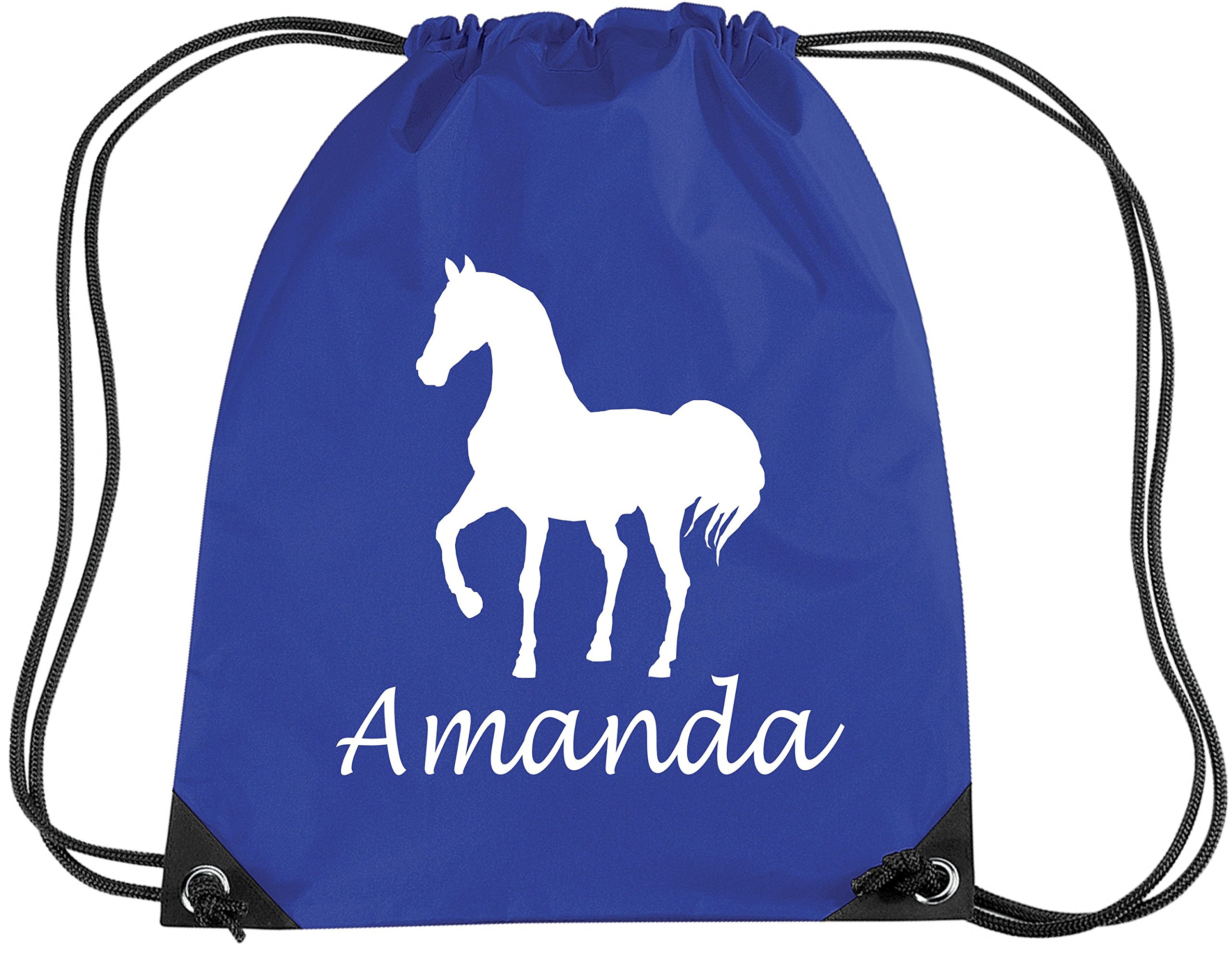 Edward SinclairROYAL PERSONALISED HORSE DESIGN BAG with name -Gym/PE/Drawsting Bag In Royal