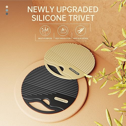 Miniatura 3 de Cosamtec Salvamanteles de silicona para platos calientes, salvamanteles resistentes al calor para ollas y sartenes calientes, almohadillas calientes