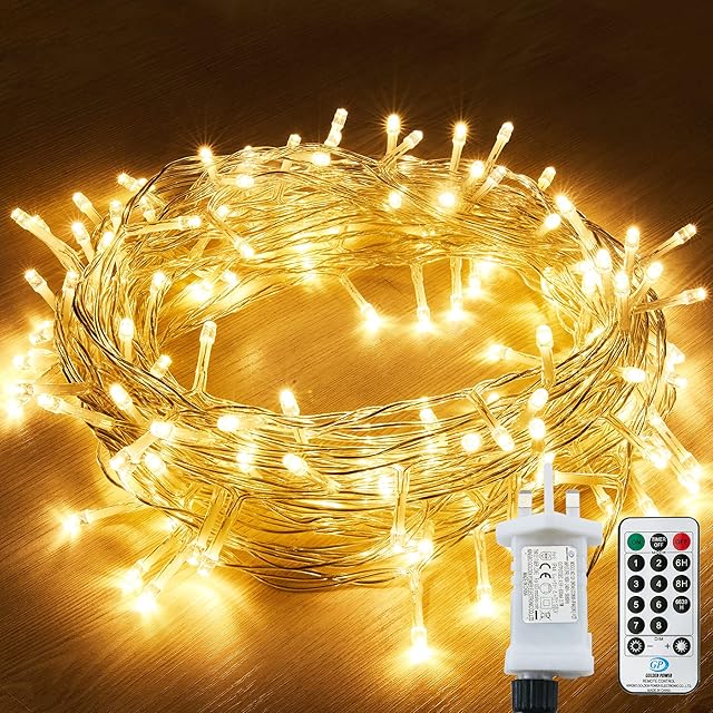 String Lights Mains Powered, 120 LED 15M/49Ft Fairy Lights Waterproofwith 8 Modes Remote Control Fairy Lights Indoor/Outdoor for Garden, Gazebo, Party, Wedding, Christmas Decorations (Warm White)