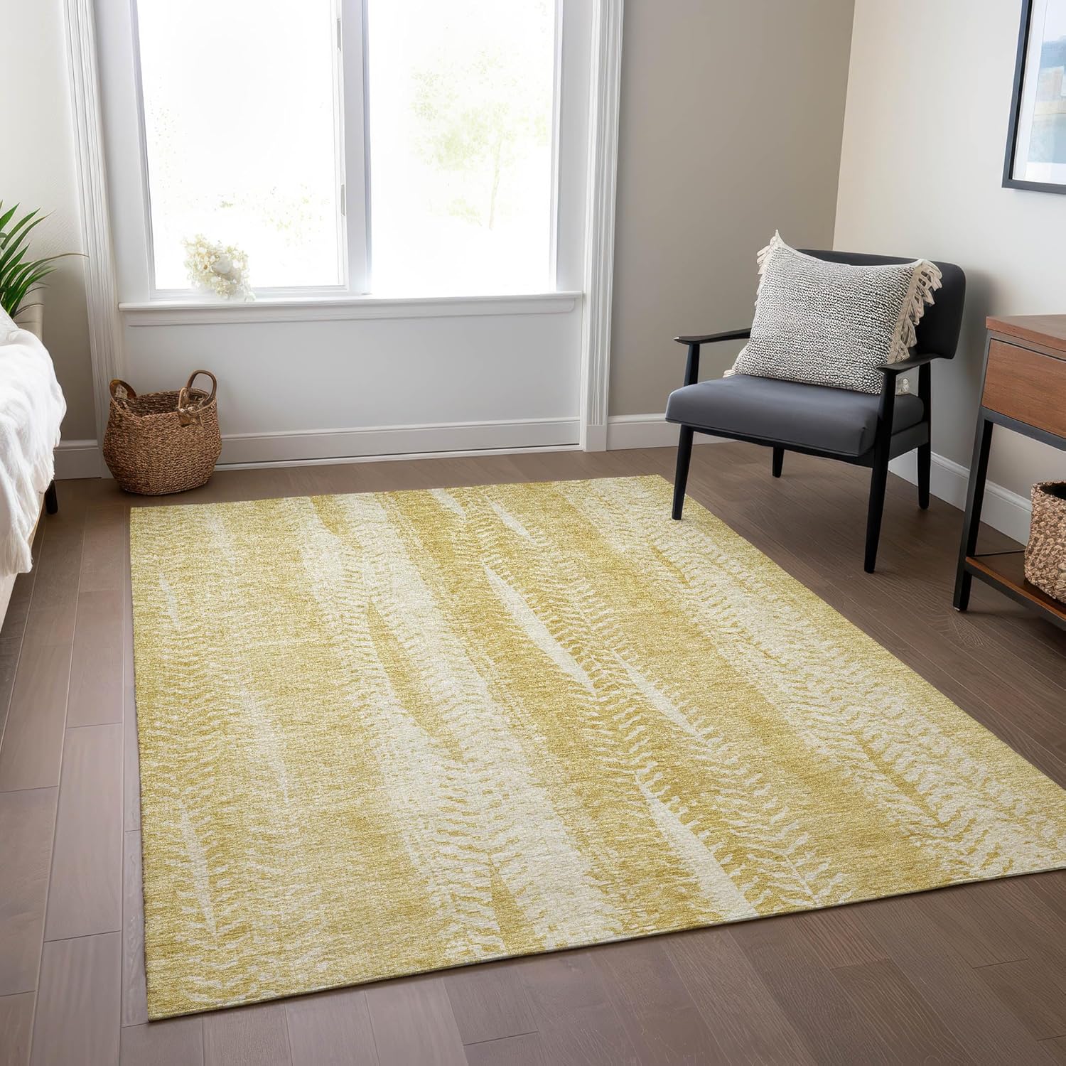 Addison Rugs Chantille ACN694 Gold 9' x 12' Indoor Outdoor Area Rug, Easy Clean, Machine Washable, Non Shedding, Bedroom, Entry, Living Room, Dining Room, Kitchen, Patio Rug Gold 9' x 12' (Rectangular)