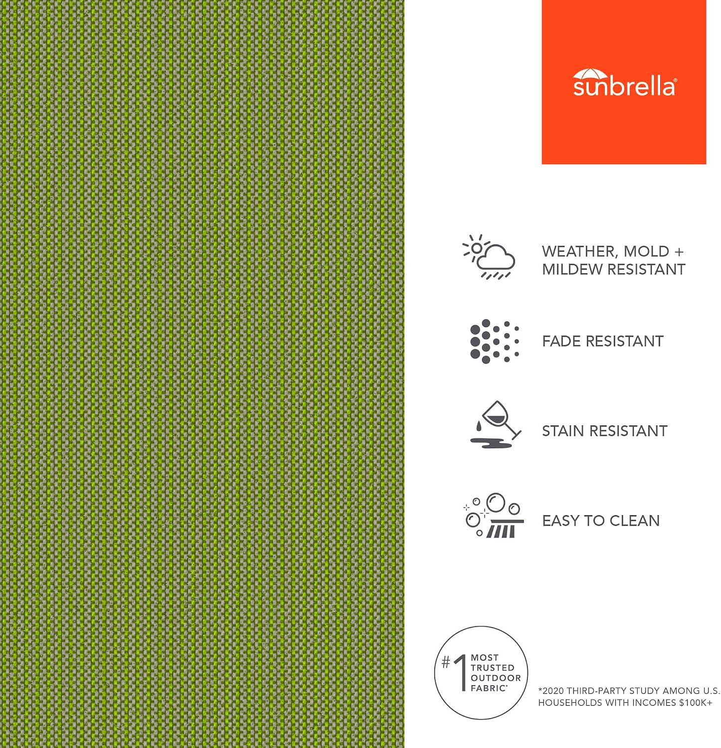 Sunbrella Outdoor Fabric by The Yard | Spectrum Cilantro (Solid) | Official Sunbrella Seller | Indoor or Outdoor Upholstery Fabric for Chairs, Cushions, Drapery, Pillows, Furniture