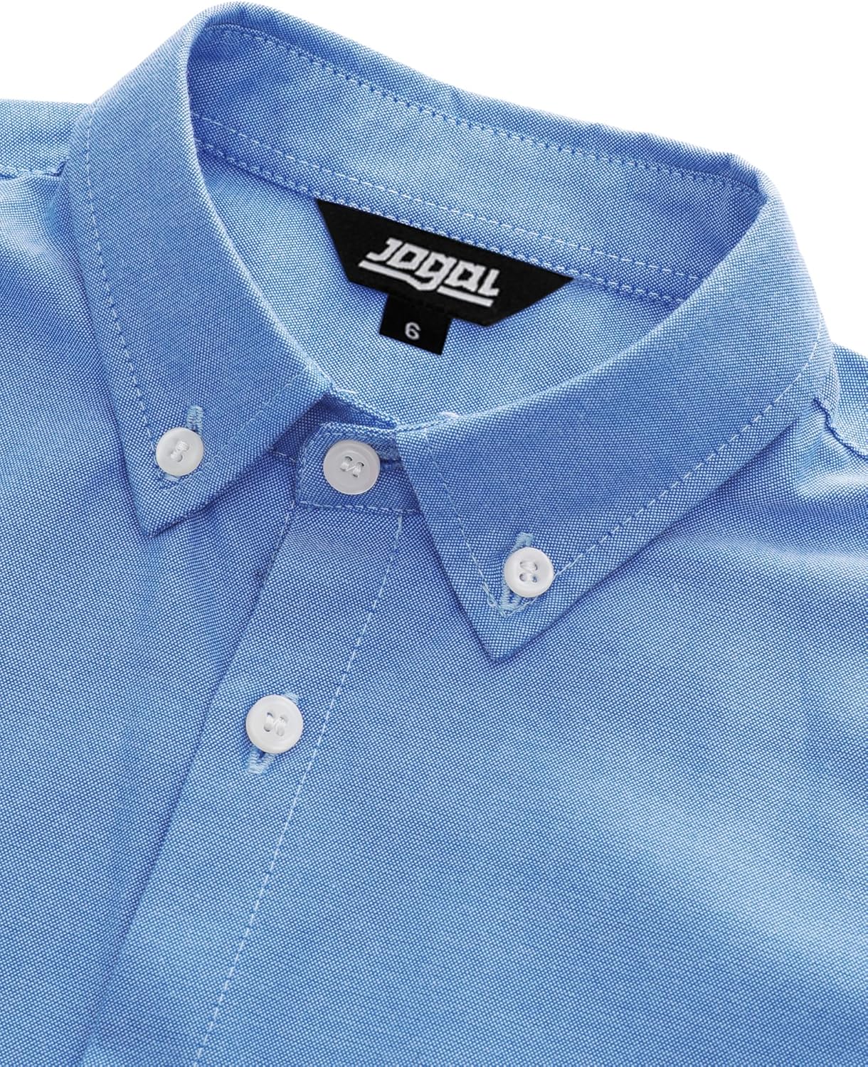 JOGAL Boys Long Sleeve Dress Shirts Oxford Solid Button Down Shirts for 6-14 Years - Image 4