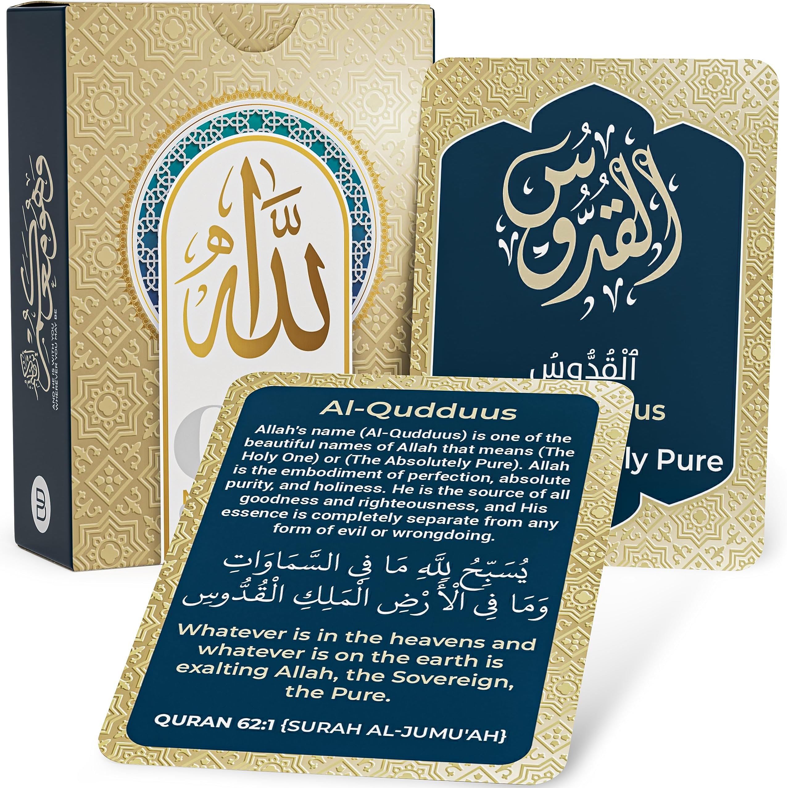 99 Names of Allah Flashcards: Dual Language Quranic Verses - Asma Ul Husna Cards for Memorization & Insight - Arabic & English, Eid & Ramadan Gift - Eid Al Adha Learning, Black & Gold Design – Briston